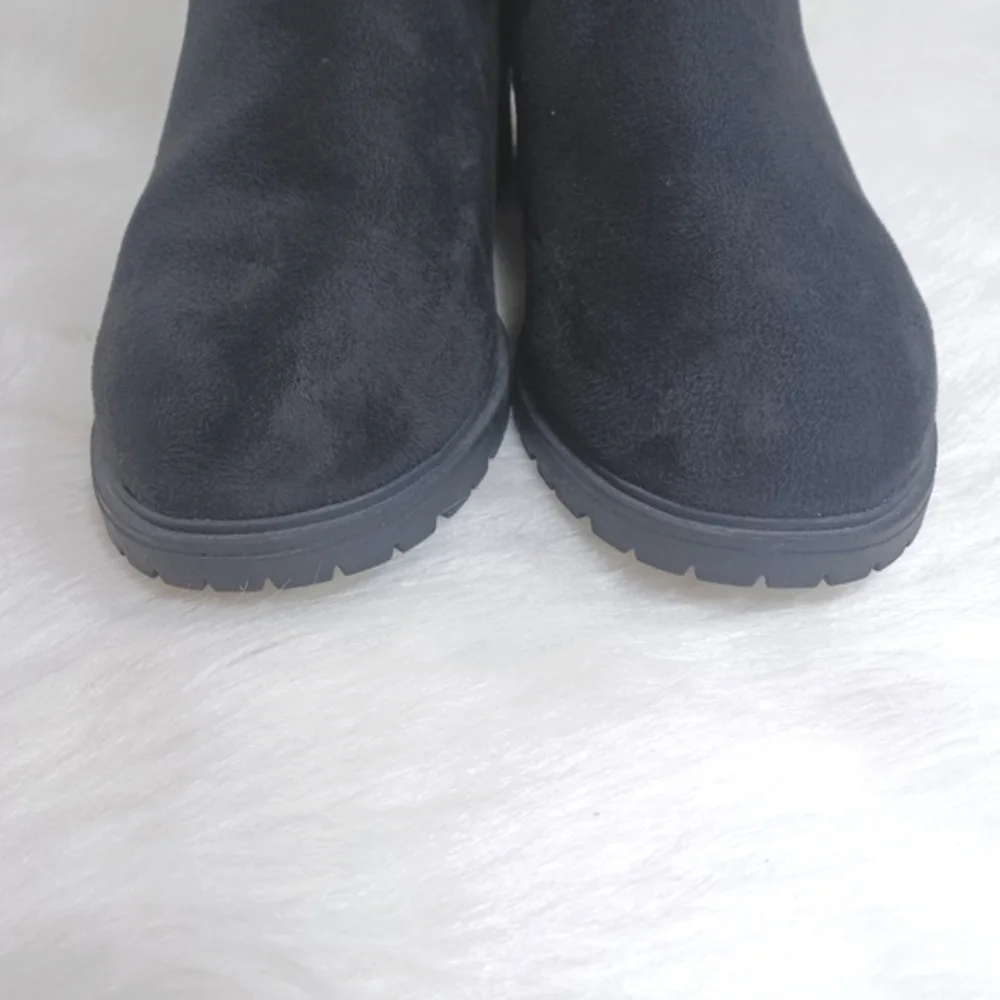 NWT Lane Bryant Boots 3 Ways to Wear Black Suede like Fur like Material Size 11W